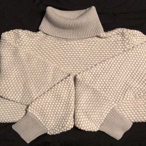 Gray and White Turtleneck Sweater